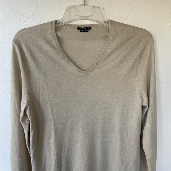 Theory Beige 100% Cashmere V Neck Sweater size M - Picture 3 of 9